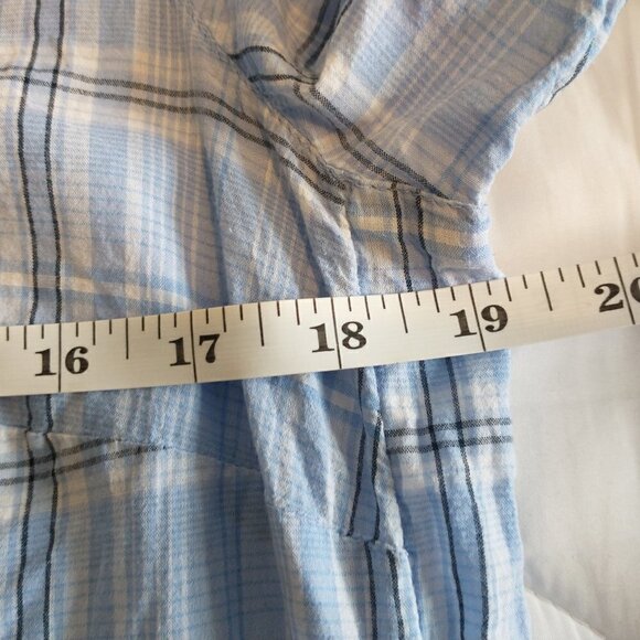 J Jill Top Women's Small Blue Check Plaid Button-Up Cotton Long Sleeve Shirt - Picture 15 of 16